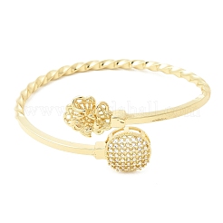 Brass Micro Pave Clear Cubic Zirconia Cuff Bangles for Women&nbsp;BJEW-F526-09G