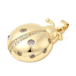 Brass Micro Pave Clear Cubic Zirconia Pendants&nbsp;KK-H519-17G