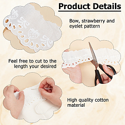 7.5 Yards Cotton Strawberry & Bowknot Embroidery Lace Ribbon&nbsp;OCOR-FG0002-53B