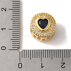 Heart Real 18K Gold Plated Brass Micro Pave Cubic Zirconia European Beads&nbsp;KK-G511-01G-02