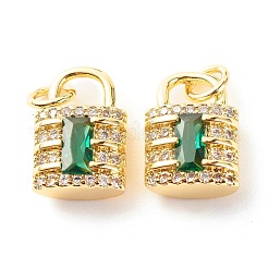 Brass Micro Pave Green Cubic Zirconia Pendants&nbsp;ZIRC-P094-21G-RS