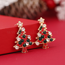 Christmas Tree Alloy Rhinestone Pendant Necklaces & Stud Earrings & Rings & Brooch Sets&nbsp;WG792CD-05