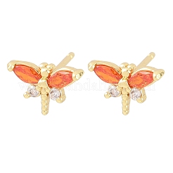 Brass Micro Pave Cubic Zirconia Stud Earrings for Women&nbsp;KK-A305-08G-03