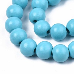 Spray Painted Natural Wood Beads Strands&nbsp;WOOD-S053-56B