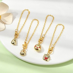 4Pcs Cat Shape Alloy Enamel Cup Pendant Decorations&nbsp;HJEW-JM01558