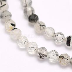 Natural Black Rutilated Quartz Beads Strands&nbsp;G-F509-34-3mm