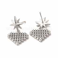Rack Plating Brass Micro Pave Cubic Zirconia Stud Earrings&nbsp;EJEW-H091-29P