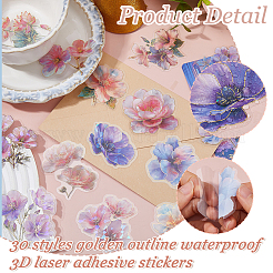 30Pcs 30 Styles Waterproof 3D Laser Adhesive Stickers&nbsp;DIY-WH0308-779-1