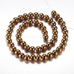 Electroplate Magnetic Synthetic Hematite Bead Strands&nbsp;G-A165A-8mm-03