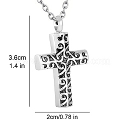 Stainless Steel Cross Pendant Urn Ashes Necklaces&nbsp;PW-WG49B9E-01