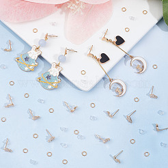 16Pcs 2 Style Brass Stud Earring Findings&nbsp;KK-CN0001-89