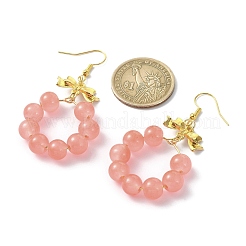Imitation Jade Glass Beaded Ring Dangle Earrings&nbsp;EJEW-JE05567-02