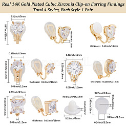 8Pcs 4 Styles Brass Clip-on Earring Findings for Women&nbsp;KK-BBC0019-94