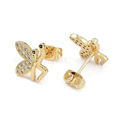 Brass Micro Pave Clear Cubic Zirconia Stud Earrings for Women&nbsp;EJEW-U030-03G-04