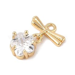 Brass Micro Pave Cubic Zirconia Pendants&nbsp;KK-R219-17G