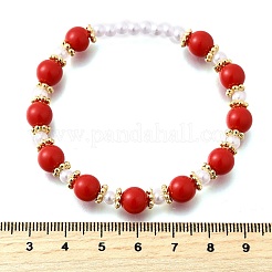 ABS Imitation Pearl Round Beads Stretch Bracelets for Women&nbsp;BJEW-D317-10A-G