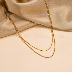 304 Stainless Steel Double-Layer Necklace&nbsp;NJEW-Q321-01G