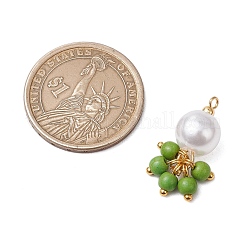 5Pcs 5 Colors ABS Plastic Imitation Pearl Round & Dyed Synthetic Turquoise Tassel Pendants&nbsp;PALLOY-JF03515
