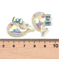 Transparent Epoxy Resin Whale with Bowknot Decoden Cabochons&nbsp;RESI-XCP0002-53