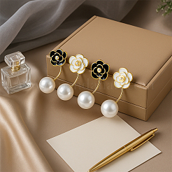 2 Pairs 2 Colors Alloy Flower Stud Earrings&nbsp;EJEW-HY0001-56