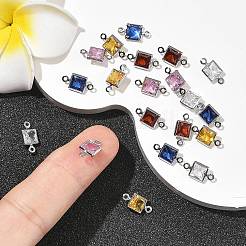 SHEGRACE Brass Pave Cubic Zirconia Square Connector Charms&nbsp;XGRQ2O044-440P