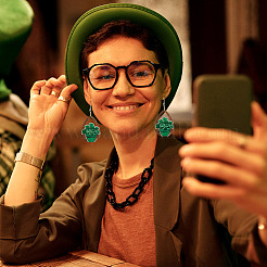 Saint Patrick's Day DIY Wood Teardrop Earring Making Kit&nbsp;DIY-TA0009-12