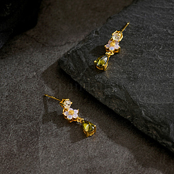 Brass Teardrop Dangle Stud Earrings&nbsp;SW0277