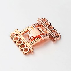 5 Strands Alloy and Brass Fold Over Clasps&nbsp;PALLOY-N0112-02