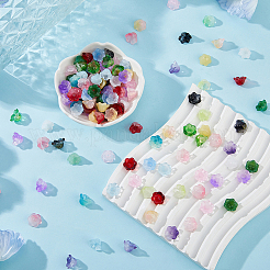 200Pcs 20 Colors Glass Gradient Color Bead Caps&nbsp;GLAA-HS0001-03