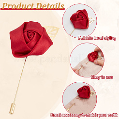 Polyester Rose Flower Tie Brooch&nbsp;LS-JEWB-WH0026-42