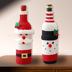 2Pcs 2 Styles Christmas Acrylic Fiber Wine Bottle Sleeve&nbsp;AJEW-CN0005-56