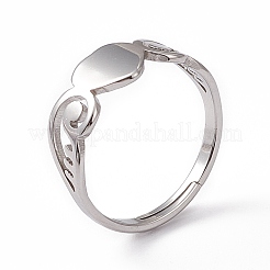 Non-Tarnish 201 Stainless Steel Heart Adjustable Ring for Women&nbsp;RJEW-K242-01P