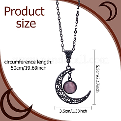 4Pcs 4 Colors Glass Flat Round & Alloy Moon Pendant Necklaces Set&nbsp;NJEW-AN0001-55