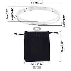 1Pc Stainless Steel Grooved Bangles&nbsp;STAS-UN0042-50B-P