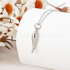 1Pc 304 Stainless Steel Horn of Plenty/Italian Horn Cornicello Pendant Cable Chain Necklaces for Women Men&nbsp;NJEW-LP0001-02