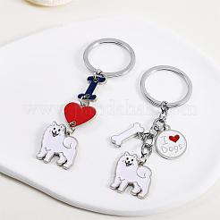 WEWAYSMILE 2 pcs Dog Keychain Car Keychain Pet Pendant Key-Ring Lovely Dog Key-ring Portable Metal Keychain Gift for Pet Lover Birthday Puppy Theme Party Supplies (Samoye)&nbsp;JX785A