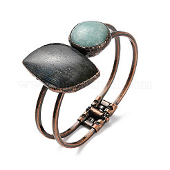 Natural Amazonite & Labradorite Hinged Bangles&nbsp;BJEW-A015-02R
