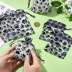 20Pcs Paw Print Organza Jewelry Drawstring Pouches&nbsp;ABAG-YW0001-15A