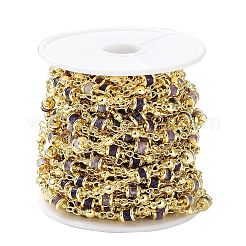 Natural Amethyst Column Link Chains&nbsp;CHC-K014-07G-06