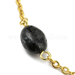 Natural Mixed Gemstone Nuggets Beaded Anklet with PVD Vacuum Plating 304 Stainless Steel Chains&nbsp;AJEW-Z008-04