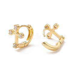 Clear Cubic Zirconia Cross Hinged Hoop Earrings for Women&nbsp;EJEW-P196-23G