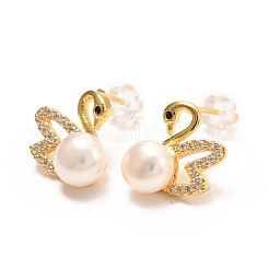 Brass Micro Pave Cubic Zirconia Stud Earrings&nbsp;EJEW-D275-07G