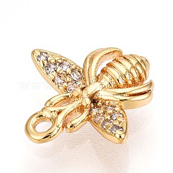 Brass Micro Pave Clear Cubic Zirconia Pendants&nbsp;KK-T075-19G-03