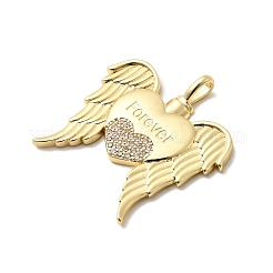 Brass Micro Pave Clear Cubic Zirconia Pendants&nbsp;KK-H519-09G