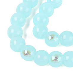 Electroplate Imitation Jade Glass Beads Strands&nbsp;EGLA-Q132-6MM-01B-05