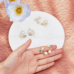 3 Pairs 3 Style Crystal Rhinestone Tulip Flower Stud Earrings with Plastic Pearl Beaded&nbsp;EJEW-FI0001-51