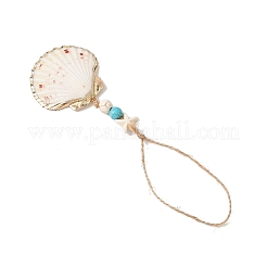 Electroplate Sea Shell Pendant Decorations&nbsp;HJEW-JM04566