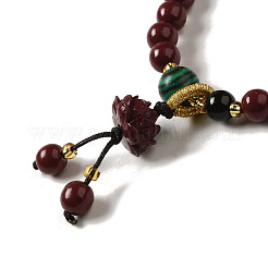 6mm Round Cinnabar Mala Stretch Bracelets&nbsp;BJEW-B080-28B-04