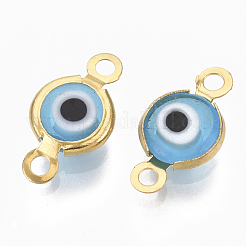 Handmade Evil Eye Lampwork Links connectors&nbsp;STAS-T041-02G-03