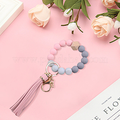 1Pcs Silicone Round Beaded Keychain Wristlet&nbsp;AJEW-CL0001-11C